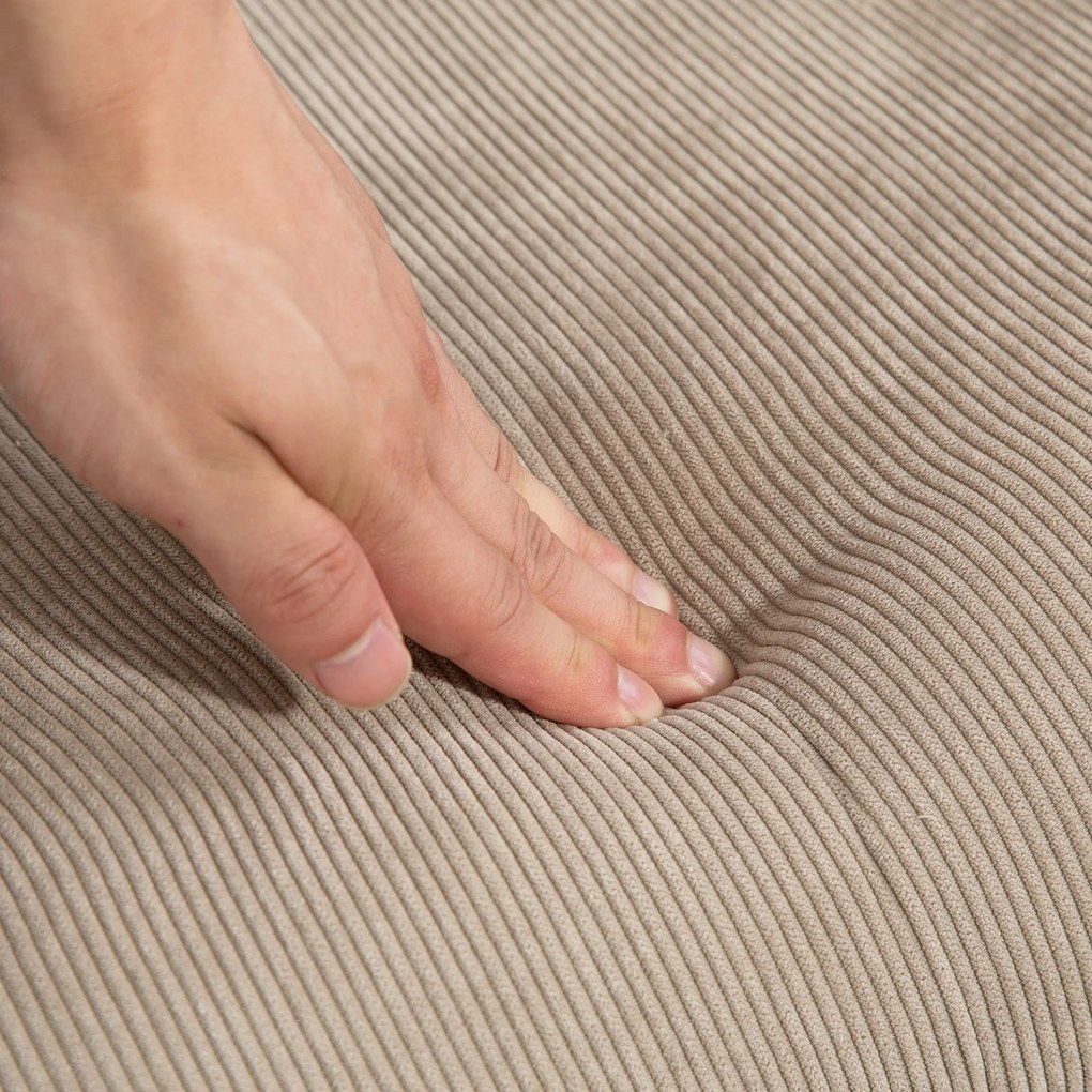 HOMCOM Πολυθρόνα με υποπόδιο, πολυθρόνα σε υφή κοτλέ, πολυθρόνα με ξύλινα πόδια, για σαλόνι, ανοιχτό καφέ