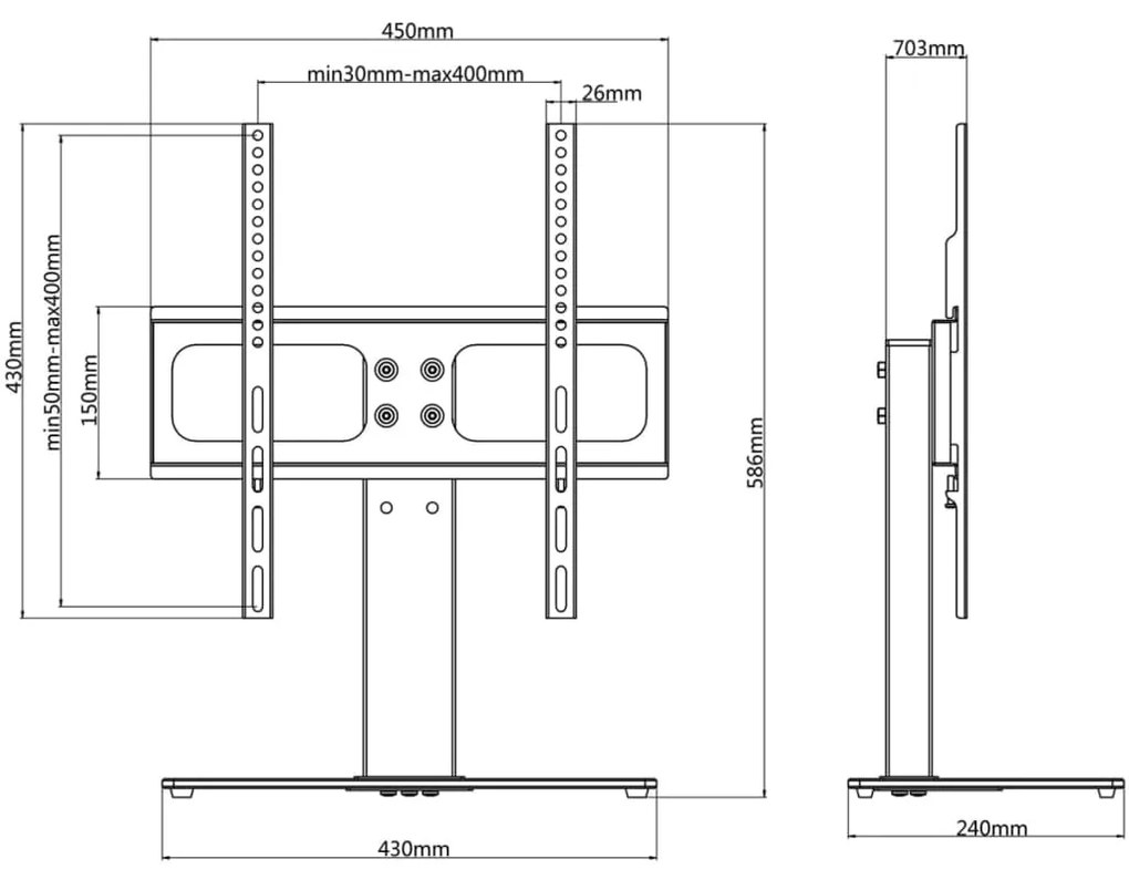 vidaXL Βάση Τηλεόρασης για Οθόνη 26-42 Ιντ. Max VESA 400x400χιλ. 30 κ.