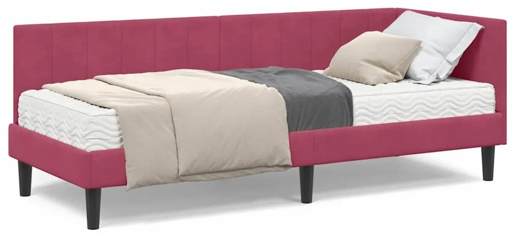 vidaXL Κρεβάτι γωνίας με στρώμα με στρώμα 2 pcs Πράσινο Βελούδο