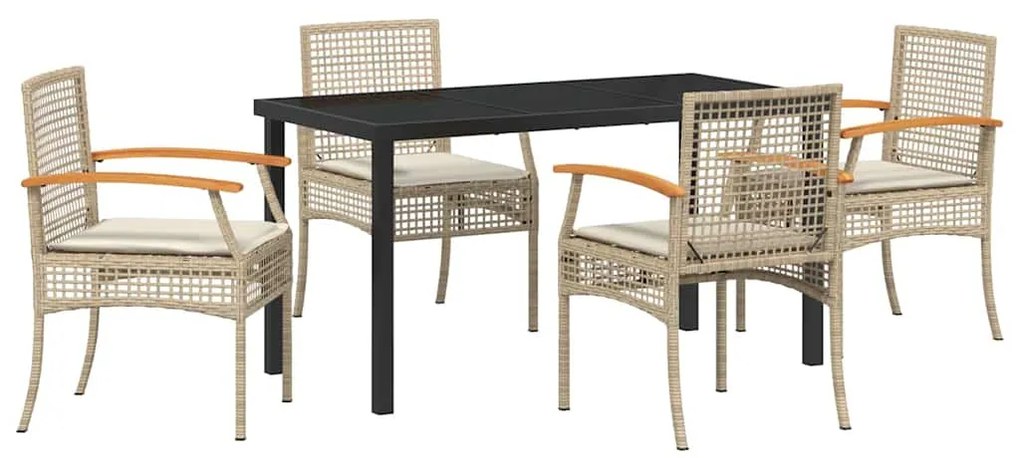vidaXL Σέτ φαγητού για κήπο 5 pcs Μπεζ συνθετικό ρατάν