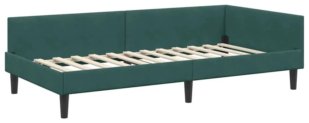 vidaXL Κρεβάτι Γωνίας με κεφαλάρι Σκούρο Πράσινο 90 εκ x 200 εκ
