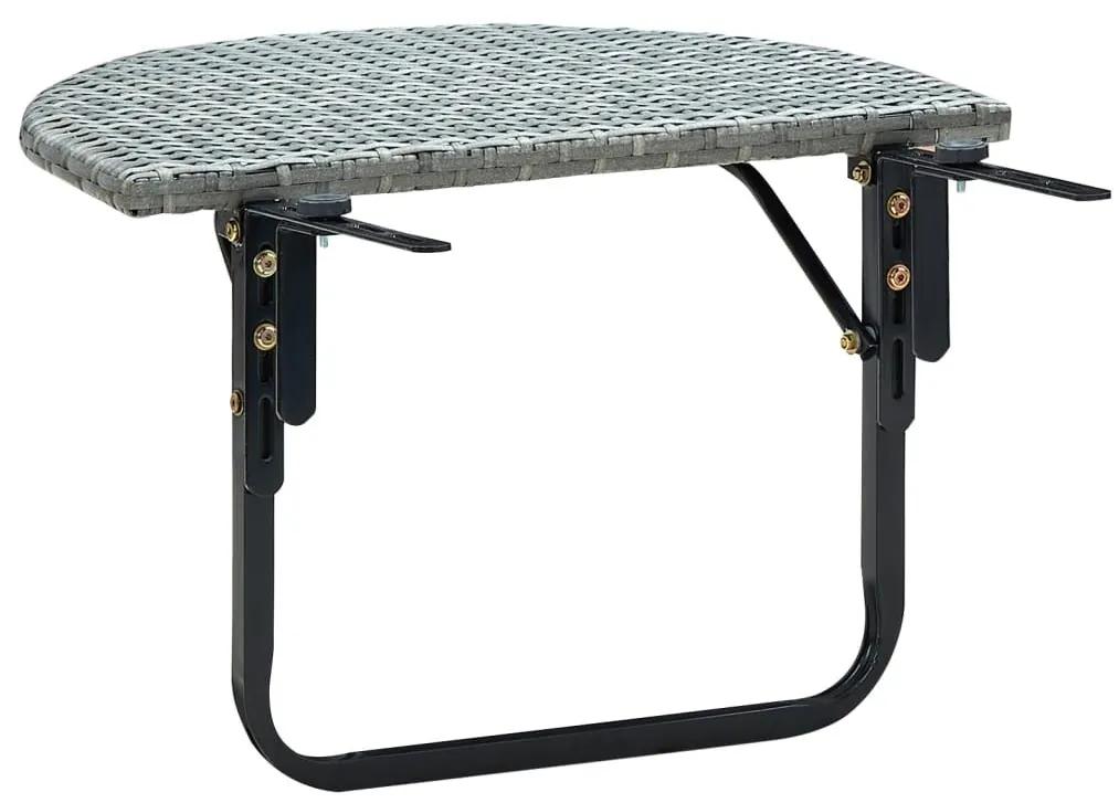 Τραπέζι Μπαλκονιού Γκρι 60 x 60 x 40 εκ. από Συνθετικό Ρατάν - Γκρι