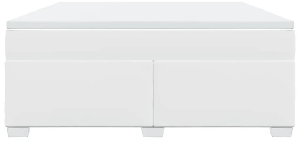 vidaXL Κρεβάτι Boxspring με Στρώμα Λευκό 180x200 εκ. Συνθετικό Δέρμα