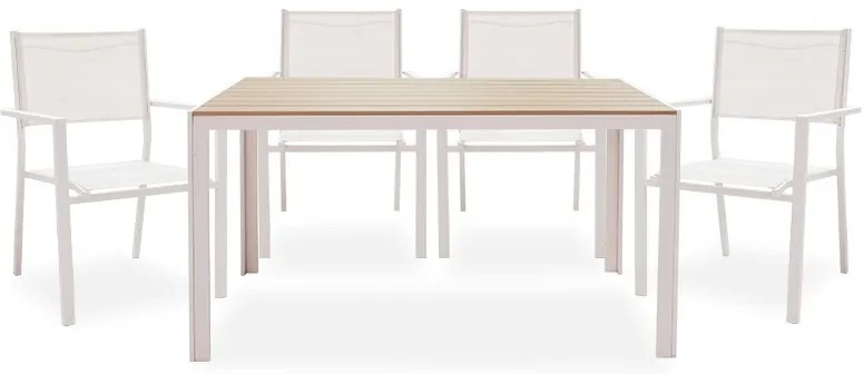 Τραπεζαρία Κήπου Nares-Moly 152-000006 (Σετ 5τμχ) White - Natural 4 Θέσεων