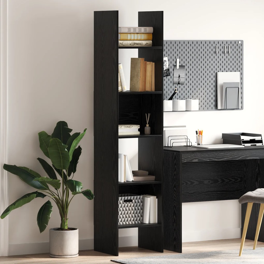 vidaXL Βιβλιοθήκη Μαύρη δρυς 40 x 35 x 180 εκ. Επεξεργασμένο ξύλο
