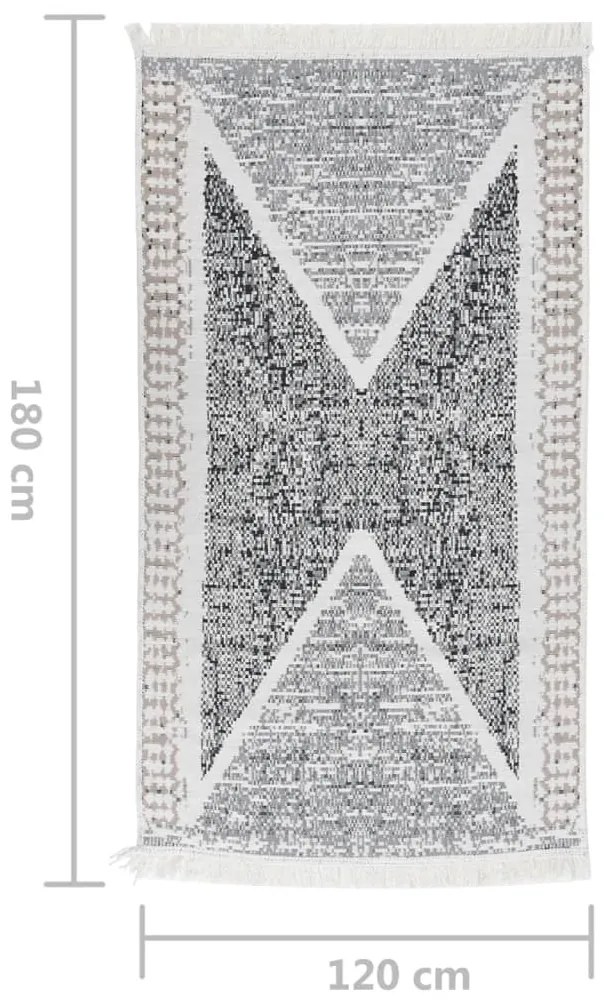 vidaXL Χαλί Μαύρο και Γκρι 120x180 εκ. Βαμβακερό