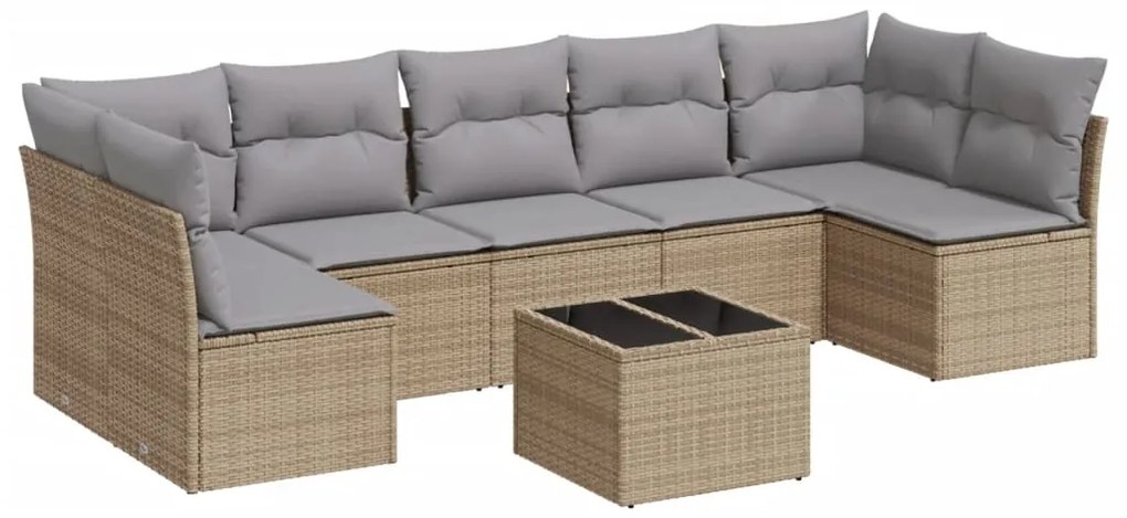 vidaXL Σαλόνι Κήπου Σετ 8 τεμ. Μπεζ Συνθετικό Ρατάν με Μαξιλάρια