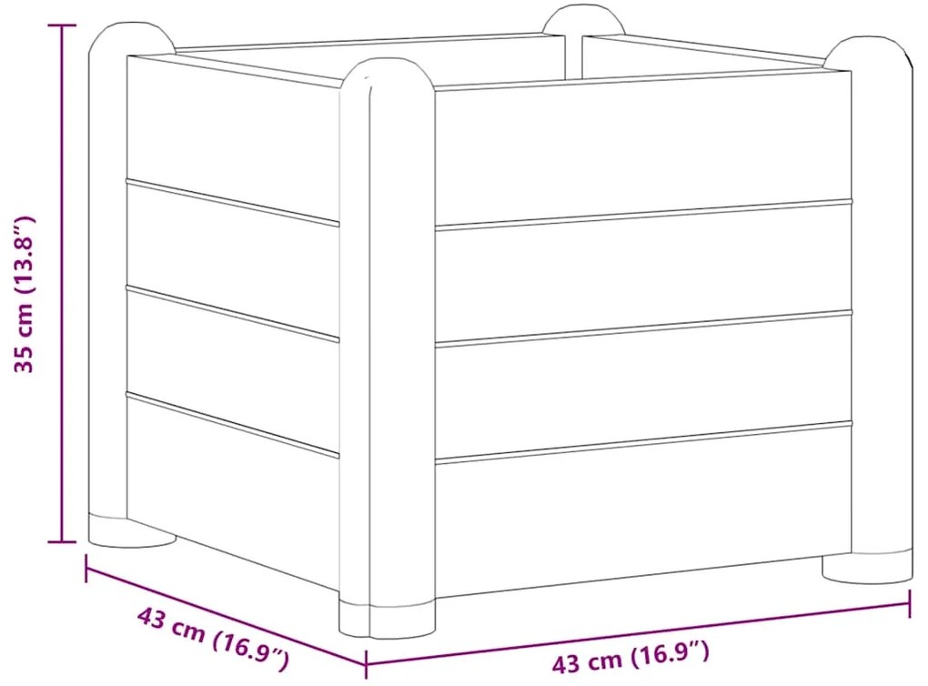 vidaXL Ζαρντινιέρα Υπερυψωμένη Μόκα 43 x 43 x 35 εκ. Πολυπροπυλένιο