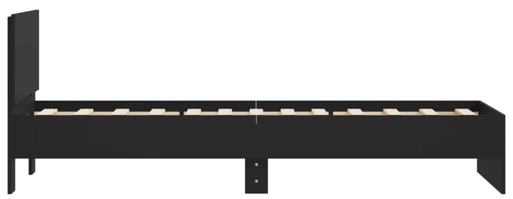 vidaXL Πλαίσιο Κρεβατιού με Κεφαλάρι Μαύρο 90x190 εκ. Επεξ. Ξύλο