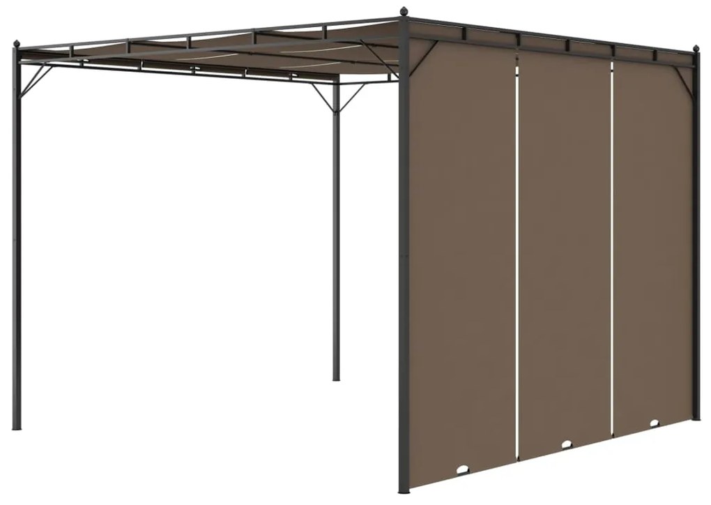 vidaXL Κιόσκι Κήπου Taupe 3 x 3 x 2,25 μ. με Πλαϊνή Κουρτίνα