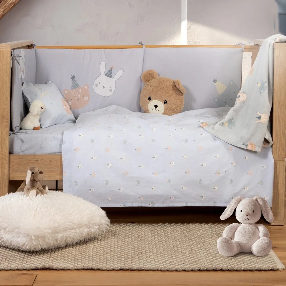 Σεντόνια Βρεφικά Special Party (Σετ 3τμχ) Blue Nef-Nef Homeware Κούνιας 120x170cm 100% Βαμβάκι
