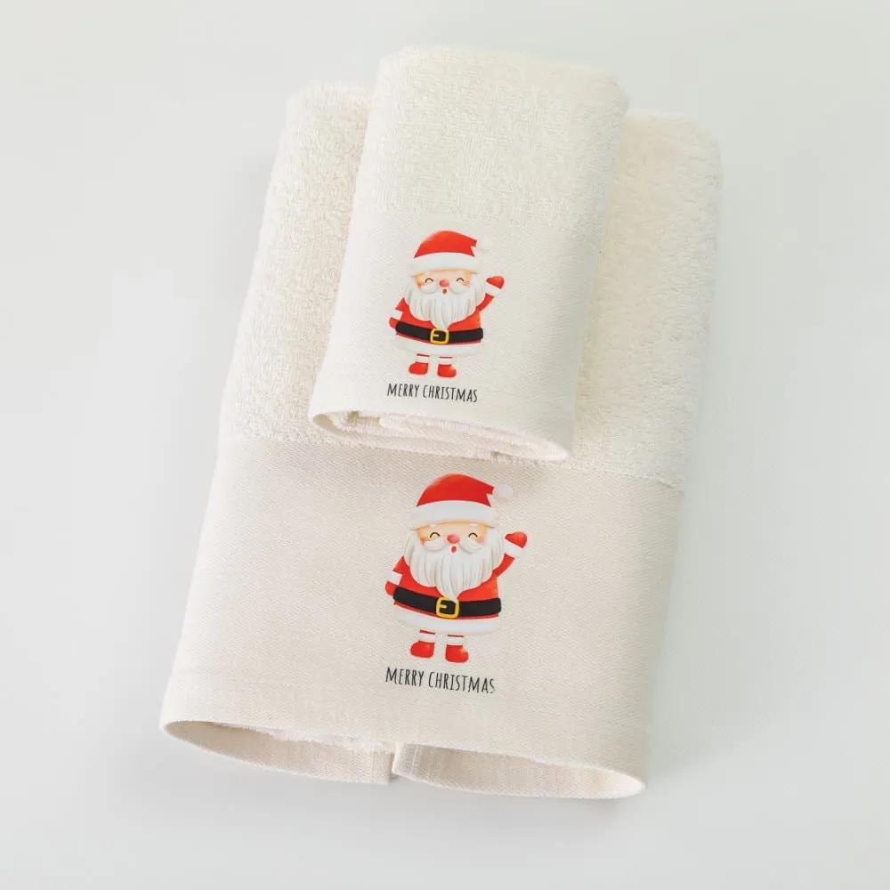 Borea Πετσέτες Χριστουγεννιάτικες Σετ 2ΤΜΧ Santa Claus Εκρού 50 x 90 / 30 x 50 cm Εκρού