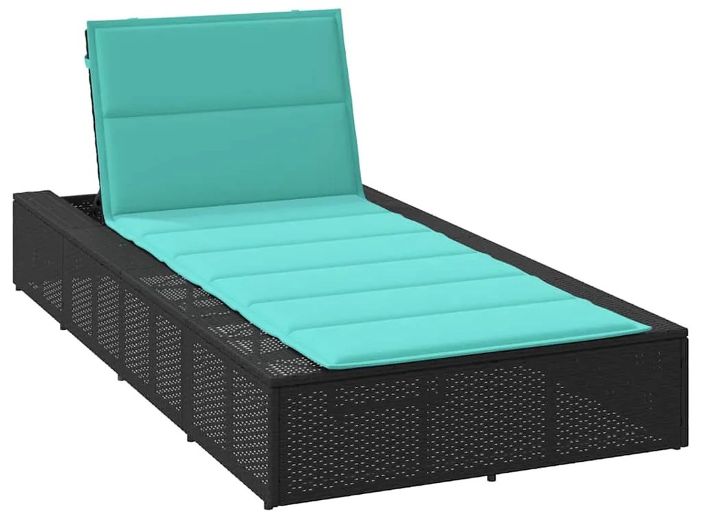 vidaXL Ξαπλώστρα με αιωρούμενο μαξιλάρι Μαύρο Poly Rattan