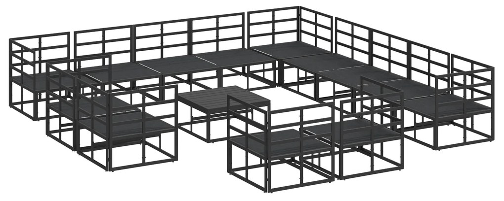vidaXL Σετ Καναπέ Κήπου με μαξιλάρι 14 pcs Μαύρο Αλουμίνιο