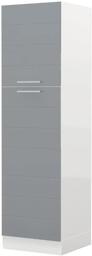 Επιδαπέδιο ντουλάπι ψηλό Hudson K21-60-2KF-Λευκό γυαλιστερό - Γκρι - 60.00Χ60.00Χ216.00cm