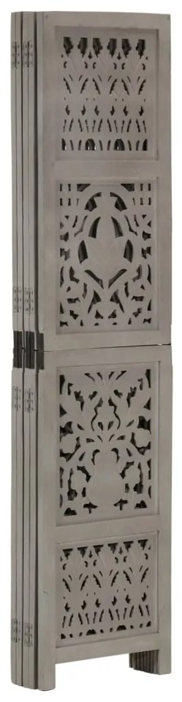 vidaXL Παραβάν Σκαλιστό στο Χέρι 5 Πάνελ Γκρι 200x165 εκ. Ξύλο Μάνγκο