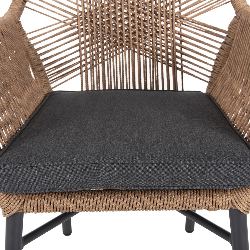 ΠΟΛΥΘΡΟΝΑ TOPIN HM6048.03 ΑΛΟΥΜΙΝΙΟ ΑΝΘΡΑΚΙ-P.E. RATTAN ΜΠΕΖ-ΜΑΞΙΛΑΡΙ ΑΝΘΡΑΚΙ (1 Τεμμάχια)