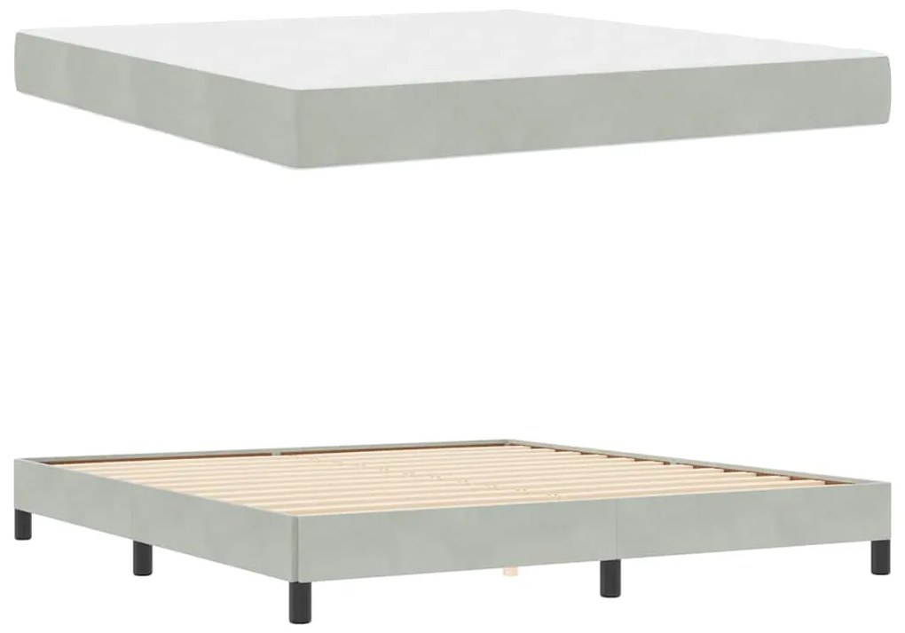 vidaXL Κρεβάτι box spring με στρώμα Ανοιχτό γκρι 180 x 200 cm Βελούδο