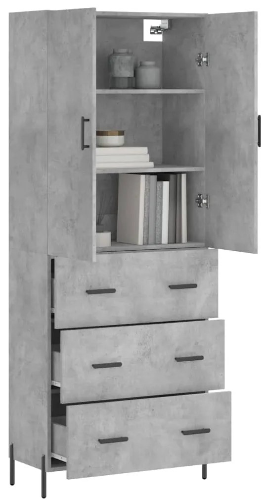 vidaXL Ντουλάπι Γκρι Σκυροδέματος 69,5x34x180 εκ. Επεξεργασμένο Ξύλο