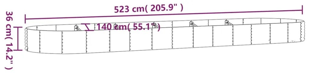 vidaXL Ζαρντινιέρα Ασημί 523x140x36 εκ. Ατσάλι με Ηλεκτρ. Βαφή Πούδρας