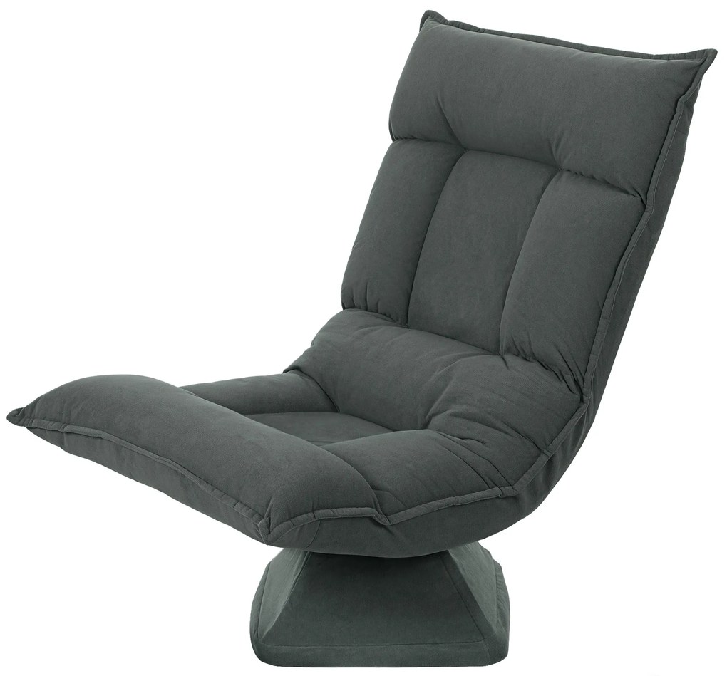 HOMCOM Πολυθρόνα δαπέδου με 5-θέσια ρυθμιζόμενη πλάτη, περιστρεφόμενη, μοντέρνα πολυθρόνα, Σκούρο Γκρι