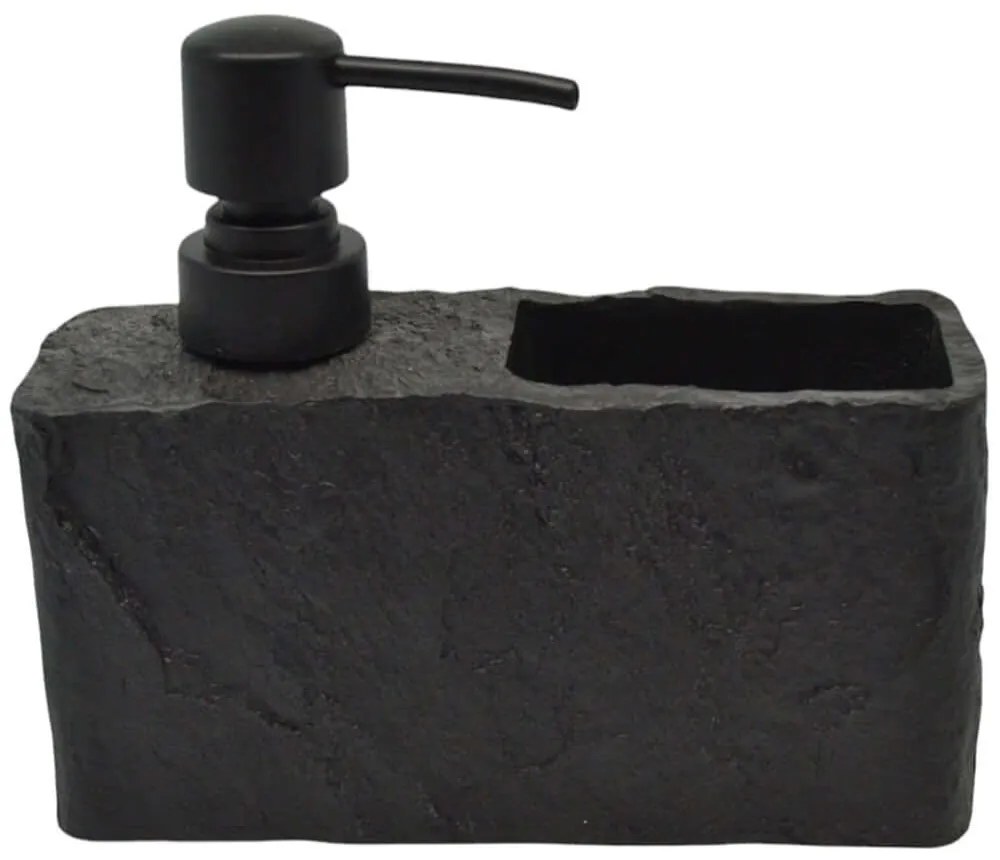 Δοχείο Κρεμοσάπουνου Με Θήκη 842391 16,5x5,5x13,8cm Stone Effect Black Ankor Πολυέστερ