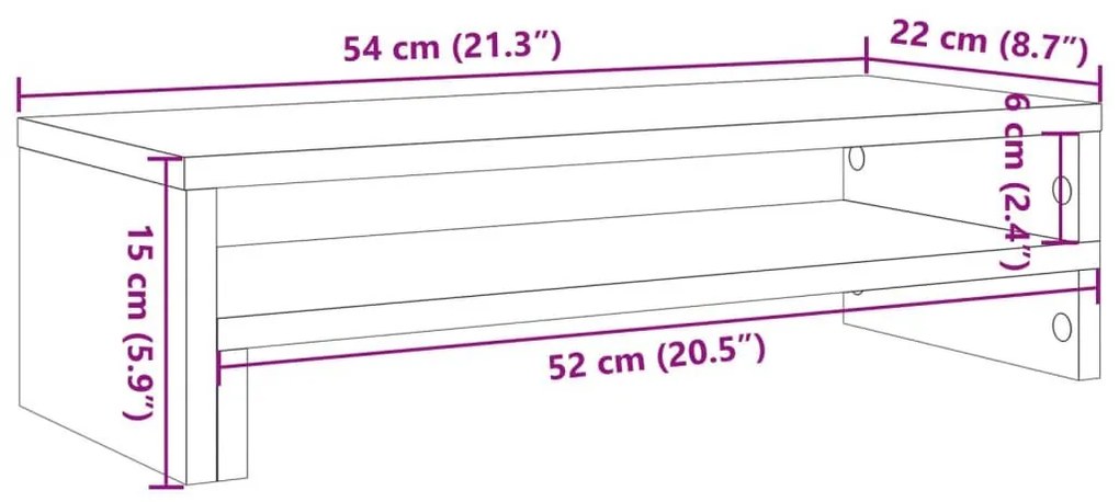 Βάση Οθόνης Μαύρο 54x22x15 εκ. από Επεξεργασμένο Ξύλο - Μαύρο