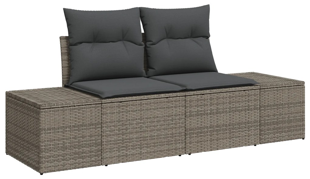 vidaXL 11 Piece Garden Sofa Set with Cushions Γκρι Πολυ Ρατάν Ακακία
