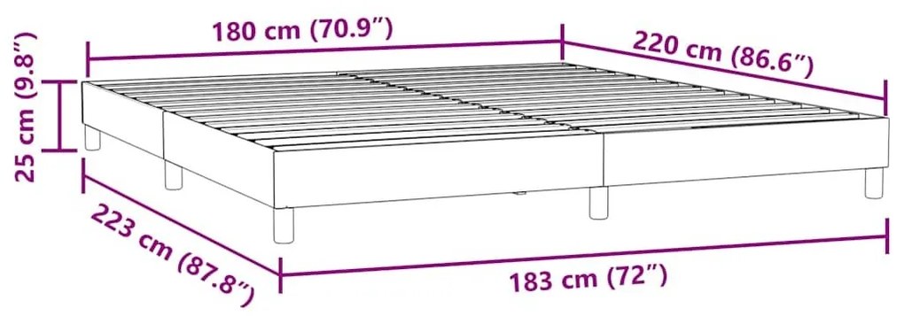 Box Spring κρεβάτι χωρίς στρώμα 180x220 cm Βελούδινο - Γκρι