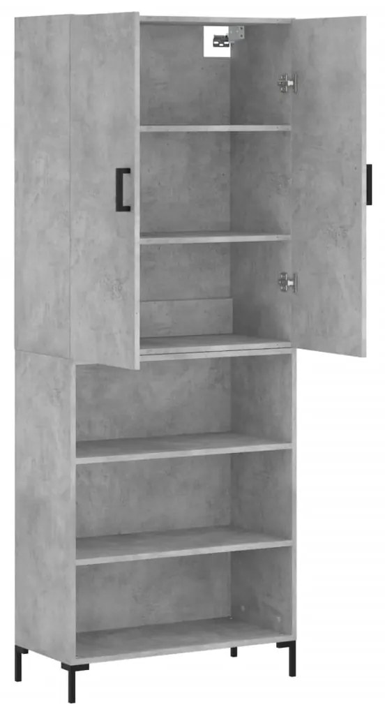 vidaXL Ντουλάπι Γκρι Σκυροδέματος 69,5x34x180 εκ. Επεξεργασμένο Ξύλο