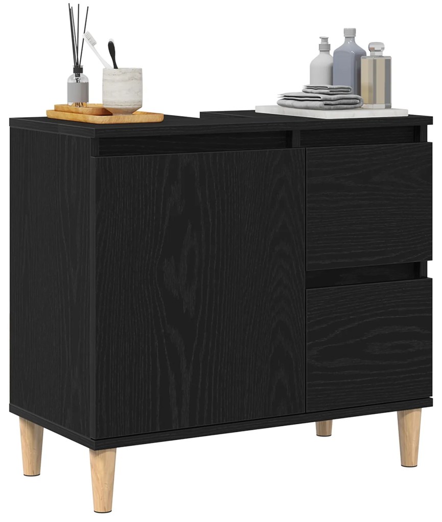 vidaXL Ντουλάπι νεροχύτη Μαύρη Δρυς 65x33x60 εκ Επεξεργασμένο ξύλο
