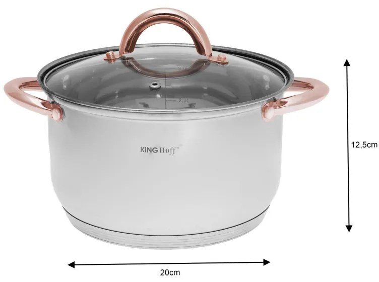 Σετ κατσαρόλες και τηγάνια Kinghoff KH 1765, 12 h, επαγωγή, Inox/ροζ χρυσό