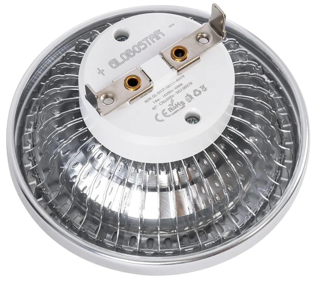 GloboStar DARKO 60379 Σποτ LED Indirect Anti-Glare AR111 14W 1638lm 40° AC 220-240V IP20 Φ11.1 x Υ6.6cm Φυσικό Λευκό 4500K - Bridgelux High Lumen COB Gen2 - TÜV Certified Driver - 5 Years Warranty - 60379