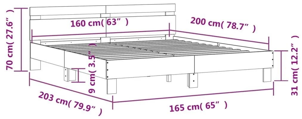 Πλαίσιο Κρεβατιού με Κεφαλάρι Μαύρο 160x200 εκ. Επεξ. Ξύλο - Μαύρο