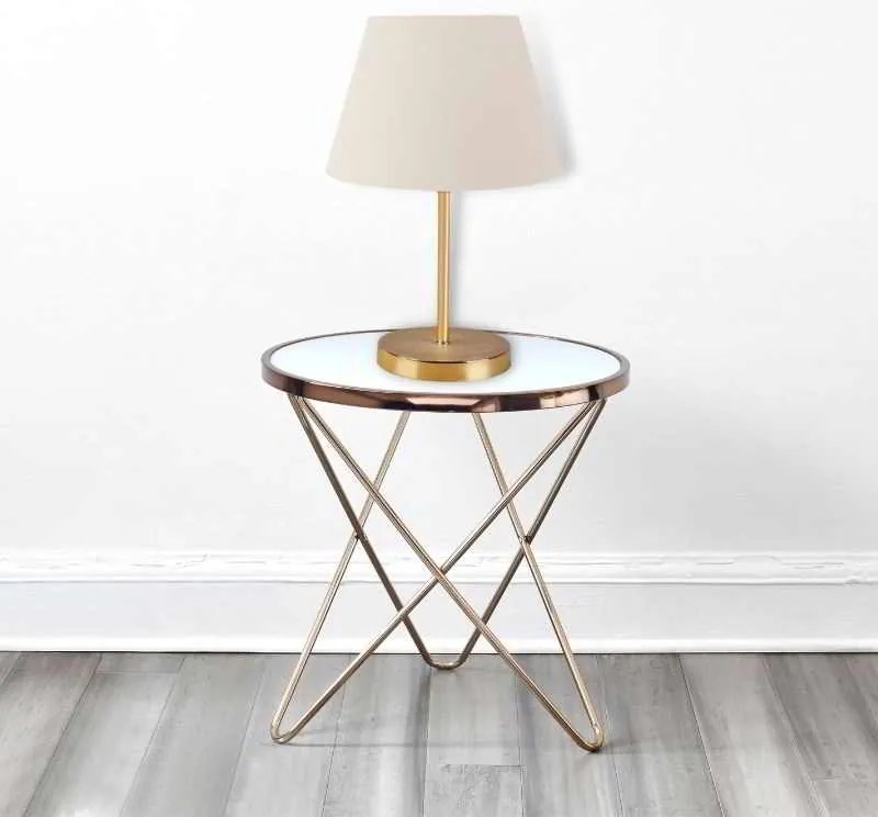 Φωτιστικό επιτραπέζιο Rosenthal Megapap ύφασμα/Pvc/χρώμιο χρώμα κρεμ/χρυσό 22x17x37εκ.