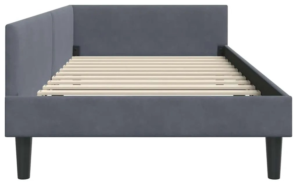 vidaXL Πλαϊνό Κρεβάτι με κεφαλάρι Σκούρο γκρι 90 x 200 cm