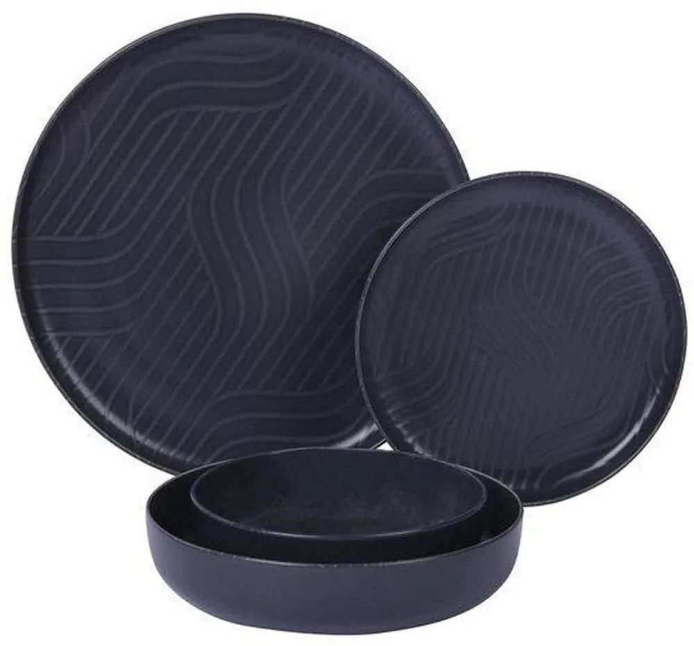 Σερβίτσιο Πιάτα Φαγητού Capri (Σετ 24Τμχ) KX00443S24 Black Kutahya Porselen 24 τμχ Πορσελάνη