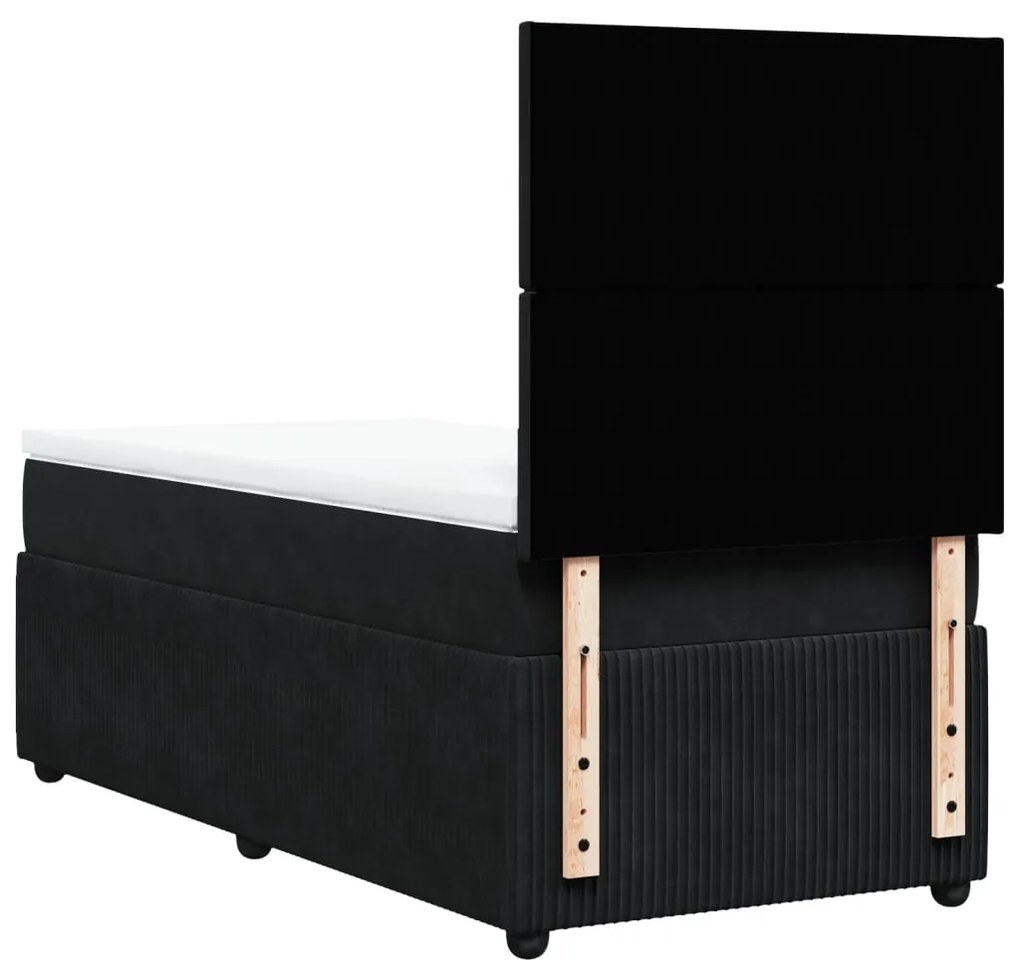 vidaXL Κρεβάτι Boxspring με Στρώμα Μαύρο 100x200 εκ. Βελούδινο