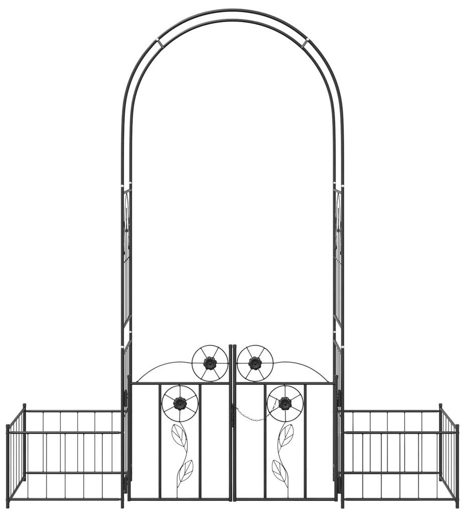 vidaXL Κήπος Αψίδα με κλειδαριά Μαύρο 203 x 50 x 218 εκ.