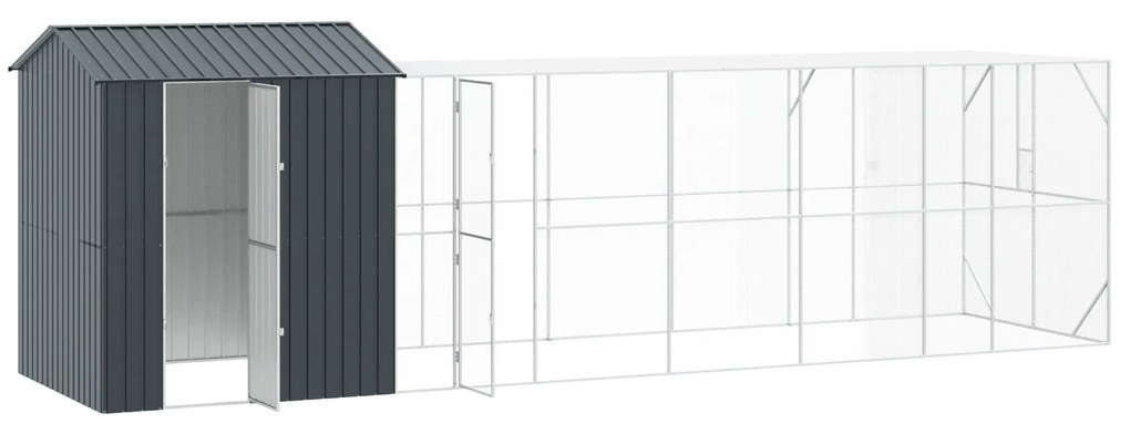 vidaXL Aviary για Πουλιά με Προέκταση Ανθρακί 210x817x247 εκ Ατσάλι
