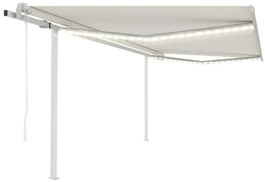 vidaXL Τέντα Αυτόματη με LED &amp; Αισθητήρα Ανέμου Κρεμ 4,5 x 3 μ.