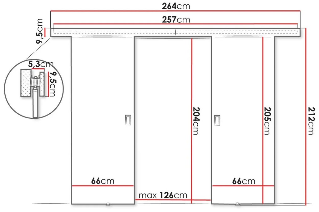 Συρόμενες πόρτες Dover 198, 33 kg, Σκούρα φλαμουριά, Πλαστικοποιημένη μοριοσανίδα, Καφέ, Αλουμίνιο | Epipla1.gr