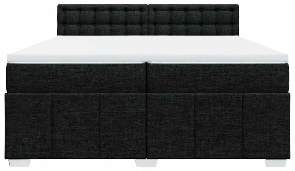 vidaXL Κρεβάτι Boxspring με Στρώμα Μαύρο 200x200 εκ. Υφασμάτινο