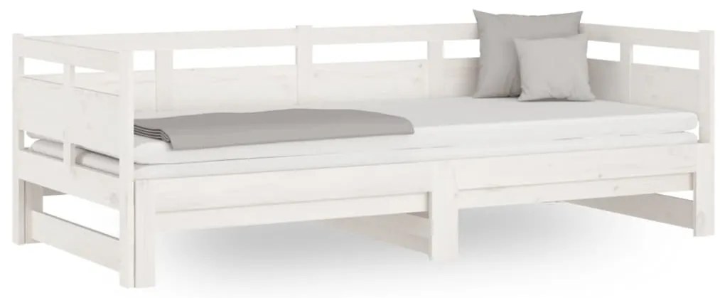 vidaXL Καναπές Κρεβάτι Συρόμενος Λευκός 2x(80x200) εκ. από Μασίφ Πεύκο