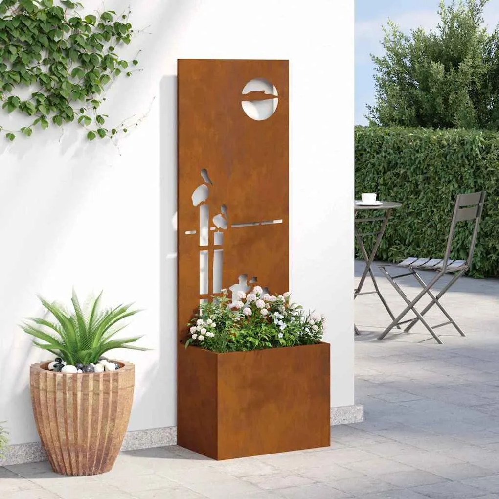 vidaXL Γλάστρα Κήπου με Διακοσμητική Πάνελ Σκ rusty 50 x 140 cm