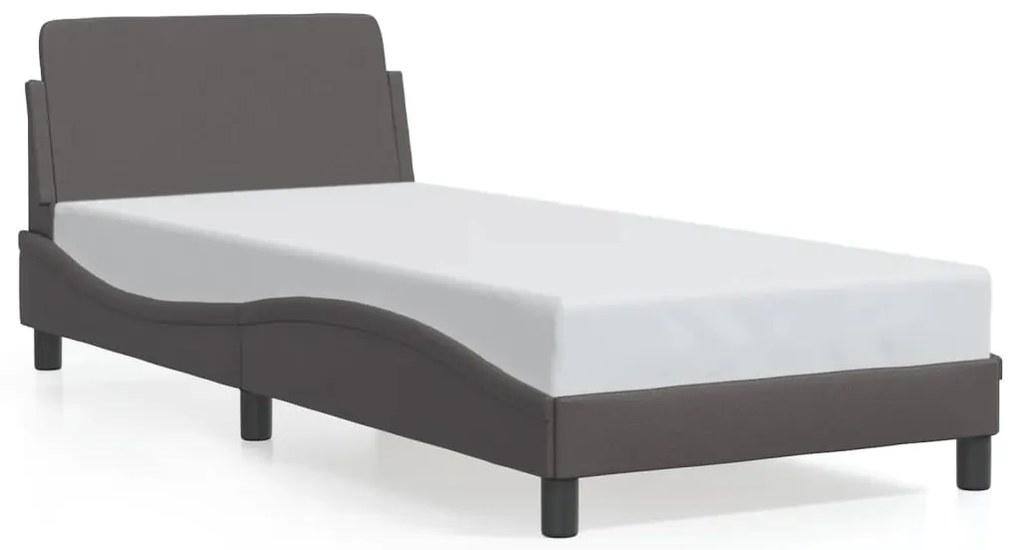 vidaXL Πλαίσιο Κρεβατιού με Κεφαλάρι Γκρι 90x200 εκ. Συνθετικό Δέρμα
