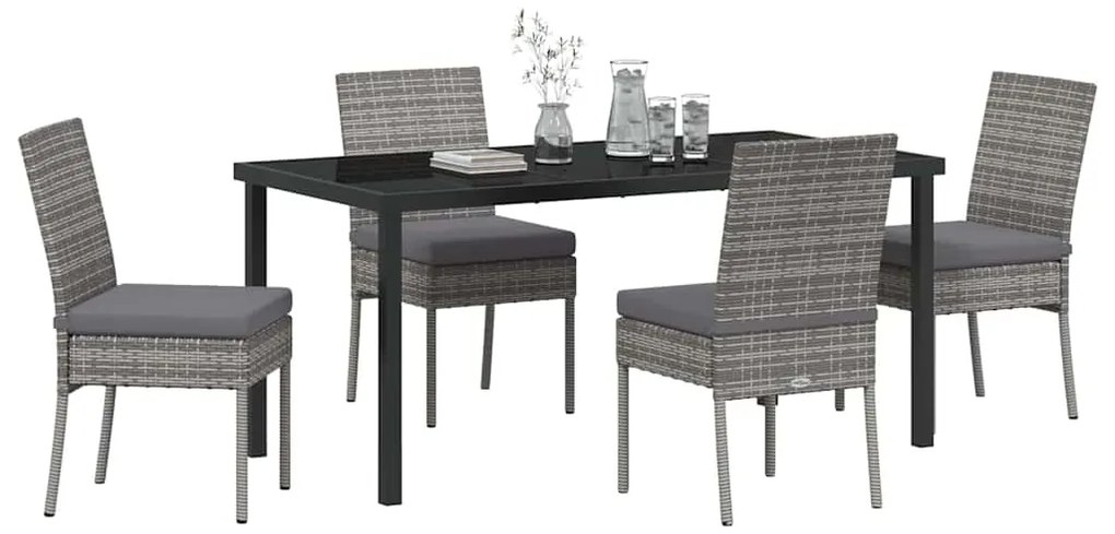 vidaXL Σέτ φαγητού για κήπο 5 pcs Γκρι Χάλυβας με επίστρωση πούδρας