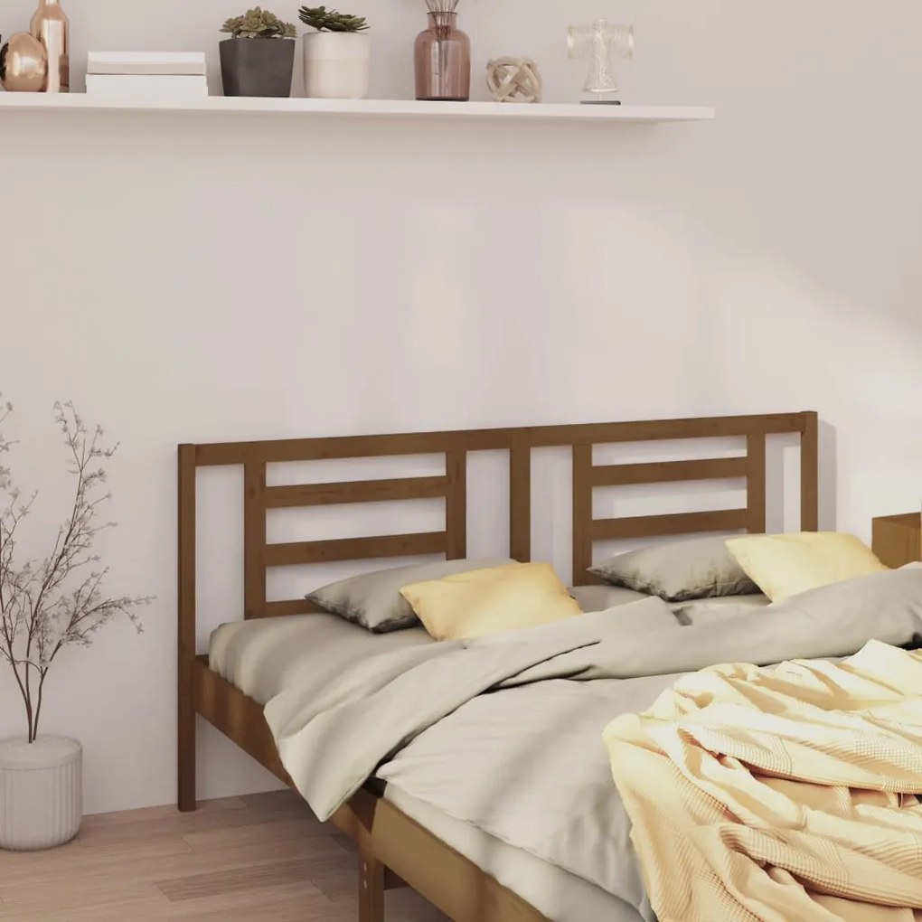 vidaXL Κεφαλάρι Κρεβατιού Μελί 166 x 4 x 100 εκ. από Μασίφ Ξύλο Πεύκου