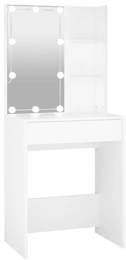 vidaXL Μπουντουάρ με LED Λευκό 60x40x140 εκ.