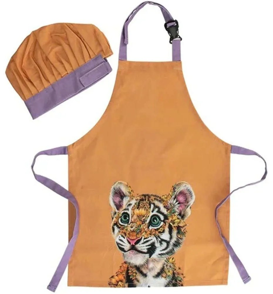 Ποδιά Παιδική Με Σκούφο Wild Planet Τίγρης GX0595 41x55x3cm Multi Maxwell&amp;Williams 100% Cotton